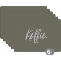 KitchenYeah Placemat - Placemats kunststof - Spreuken - Koffie - Quotes - Keuken - 45x30 cm - 6 stuks - Hittebestendig - Anti-Slip - Onderlegger - Afneembaar