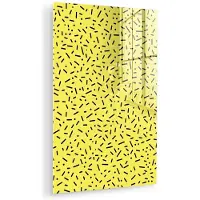 MuchoWow Glasschilderij 120x180 cm - Schilderij acrylglas - Stippen - Strepen - Geel - Foto op glas - Muurdecoratie woonkamer - Wanddecoratie slaapkamer - Schilderijen