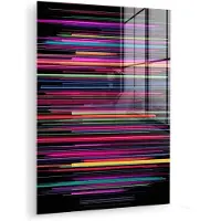 MuchoWow Glasschilderij 120x160 cm - Schilderij acrylglas - Abstract - Lijnen - Horizontaal - Kleurrijk - Foto op glas - Muurdecoratie woonkamer - Wanddecoratie slaapkamer - Schilderijen