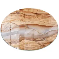 Tulup Tafelblad Glas - Natuurlijk Hout Met Hars Veiligheidsglas - 90 cm - Beige Gehard Glas - Rond Tafelblad Glas - Glazen Tafelblad voor Tuin of Terrastafels - Glazen Plaat