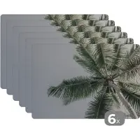 KitchenYeah Placemat - Placemats kunststof - Palmboom - Tropical - Zomer - 45x30 cm - 6 stuks - Hittebestendig - Anti-Slip - Onderlegger - Afneembaar