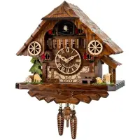 Engstler - 441_QM - Koekoeksklok - Kwarts - Notenhout - met muziek - 28 cm