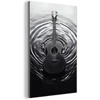 MuchoWow Aluminium schilderij 120x180 cm - Wanddecoratie metaal - Gitaar - Hout - Water - Metalen muurdecoratie woonkamer - Decoratie industrieel - Foto op dibond - Industriële accessoires slaapkamer