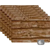 KitchenYeah Placemat - Placemats - Wood - Plank - Hout - Schutting - Tafel onderzetters - 45x30 cm - 6 stuks