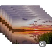 KitchenYeah Placemat - Placemats kunststof - Water - Lucht - Natuur - 45x30 cm - 6 stuks - Hittebestendig - Anti-Slip - Onderlegger - Afneembaar