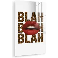 MuchoWow Glasschilderij 120x180 cm - Schilderij acrylglas - Lip - Rood - Quote - Foto op glas - Muurdecoratie woonkamer - Wanddecoratie slaapkamer - Schilderijen