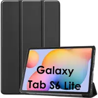 Phonillico Cover geschikt voor Samsung Galaxy Tab S6 Lite 2020 / 2022 / 2024 - multi-positie volledige bescherming - Zwart