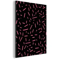 MuchoWow Aluminium schilderij 120x160 cm - Wanddecoratie metaal - Streepjes - Roze - Abstract - Metalen muurdecoratie woonkamer - Decoratie industrieel - Foto op dibond - Industriële accessoires slaapkamer