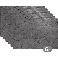 KitchenYeah Placemats - Zwart - Wit - Steen - Gesteente - 45x30 cm - Onderleggers - Keuken decoratie