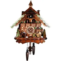 Engstler - 3801_QMT - Koekoeksklok - Kwarts - Notenhout - met muziek met dansend paar - 40 cm