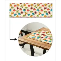 MuchoWow Tafelloper 150x50 cm - Tafelmat vinyl Design - Retro - Theepot - Kleuren - Tafeldecoratie - Tafelversiering - Keuken decoratie - Tafel versiering
