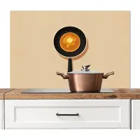KitchenYeah Spatscherm keuken 100x65 cm - Kookplaat achterwand Pannenkoek - Koekenpan - Boter - Minimalistisch - Muurbeschermer - Spatwand fornuis - Hoogwaardig aluminium