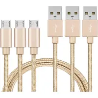 Phonillico 3x Micro USB naar USB A Nylon Gevlochten Kabel Goud - 1 meter - Oplaadkabel voor Xiaomi MI A3 / MI A2 LITE / REDMI S2