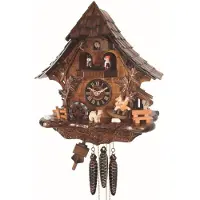 Engstler - 4775_QMT - Koekoeksklok - Kwarts - Notenhout - met muziek met dansend paar - 35 cm