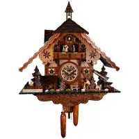 Engstler - 4481/50_QMT - Koekoeksklok - Kwarts - Notenhout - met muziek met dansend paar - 35 cm