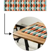 MuchoWow Tafelloper 200x50 cm - Tafelmat vinyl Retro - Cirkel - Design - Tafeldecoratie - Tafelversiering - Keuken decoratie - Tafel versiering