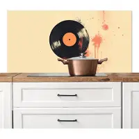 KitchenYeah Spatscherm keuken 120x60 cm - Kookplaat achterwand Vinylplaat - Zwart - Verfspatten - Retro - Muurbeschermer - Spatwand fornuis - Hoogwaardig aluminium