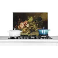 KitchenYeah Spatscherm keuken - Stilleven - Bloemen - Fruit - Vintage - Schilderij - Keuken achterwand - Spatwand fornuis - Spatwand - 70x50 cm - Wanddecoratie