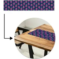 MuchoWow Tafelloper 150x30 cm - Tafelmat vinyl Patroon - Framboos - Retro - Tafeldecoratie - Tafelversiering - Keuken decoratie - Tafel versiering