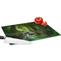 KitchenYeah Glazen Snijplank - 39x28 - Jungle - Stenen - Water - Natuur - Planten - Snijplanken Glas
