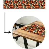 MuchoWow Tafelloper 200x40 cm - Tafelmat vinyl Retro - Patronen - Bloemen - Jaren 70 - Tafeldecoratie - Tafelversiering - Keuken decoratie - Tafel versiering