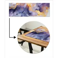 MuchoWow Tafelloper 150x50 cm - Tafelmat vinyl Marmer - Paars - Lila - Goud - Abstract - Tafeldecoratie - Tafelversiering - Keuken decoratie - Tafel versiering