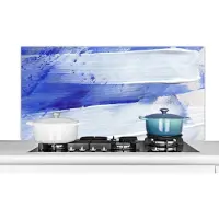 KitchenYeah Spatscherm keuken 120x60 cm - Kookplaat achterwand Verf - Design - Blauw - Muurbeschermer - Spatwand fornuis - Hoogwaardig aluminium
