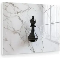 MuchoWow Glasschilderij 160x120 cm - Schilderij acrylglas - Schaakstuk - Loper - Zwart - Marmer - Foto op glas - Muurdecoratie woonkamer - Wanddecoratie slaapkamer - Schilderijen