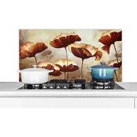 KitchenYeah Spatscherm keuken 100x50 cm - Kookplaat achterwand Schilderij - Bloemen - Olieverf - Planten - Muurbeschermer - Spatwand fornuis - Hoogwaardig aluminium