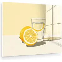 MuchoWow Glasschilderij 160x120 cm - Schilderij acrylglas - Glas - Citroenschijfjes - Geel - Foto op glas - Muurdecoratie woonkamer - Wanddecoratie slaapkamer - Schilderijen