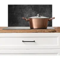 KitchenYeah Spatscherm keuken - Beton print - Vintage - Spatwand - Zwart - 60x30 cm - Spatwand fornuis - Aluminium
