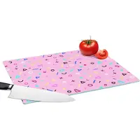 KitchenYeah Glazen Snijplank - 39x28 - Design - Patronen - Roze - Jaren 80 - Snijplanken Glas