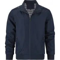 Allthemen Heren Effen Jas met Stand Kraag - Slanke Pasvorm - Ritssluiting Met Zakken Modieus - L