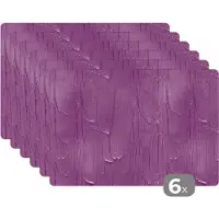 KitchenYeah Placemat - Placemats kunststof - Patronen - Verf - Paars - 45x30 cm - 6 stuks - Hittebestendig - Anti-Slip - Onderlegger - Afneembaar