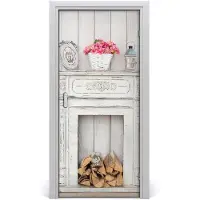 Tulup Deursticker - Haard Deur plakfolie - 95 cm x 205 cm - Grijs Deursticker - Moderne Deur Sticker - Deursticker voor de Slaapkamer - Deurposter