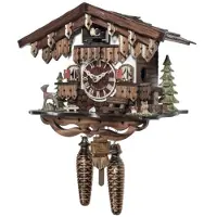 Engstler - 485_QM - Koekoeksklok - Kwarts - Notenhout - met muziek - 22 cm