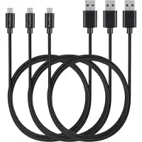 Phonillico 3x Micro USB naar USB A Kabel Zwart - 1 meter - Oplaadkabel voor Asus Zenfone MAX M2 ZB633KL / MAX PRO M2 ZB631KL