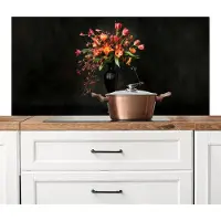 KitchenYeah Spatscherm keuken 120x60 cm - Kookplaat achterwand Sierlijk - Boeket - Vaas - Muurbeschermer - Spatwand fornuis - Hoogwaardig aluminium