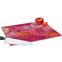 KitchenYeah Glazen Snijplank - 39x28 - Bloemen - Regenboog - Dahlia - Patronen - Snijplanken Glas