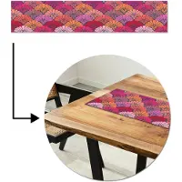 MuchoWow Tafelloper 150x30 cm - Tafelmat vinyl Patronen - Art Deco - Roze - Bloemen - Tafeldecoratie - Tafelversiering - Keuken decoratie - Tafel versiering