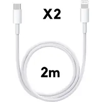 Phonillico 2x Lightning naar USB C Kabel Wit - 2 meter - Oplaadkabel voor iPhone 12 / 12 MINI / 12 PRO / 12 PRO MAX / 11 / 11 PRO / 11 PRO MAX / SE 2022 / SE 2020