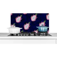 KitchenYeah Spatscherm keuken 90x45 cm - Kookplaat achterwand Drakenfruit - Sjablonen - Fruit - Muurbeschermer - Spatwand fornuis - Hoogwaardig aluminium