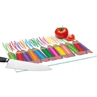 KitchenYeah Glazen Snijplank - 39x28 - Kleurpotlood - Patronen - Regenboog - Snijplanken Glas
