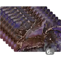 KitchenYeah Placemats - Marmer - Roze - Goud - Onderleggers placemat - 45x30 cm - 6 stuks