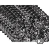KitchenYeah Placemat - Zwart - Wit - Steen - Graniet - 45x30 cm - Placemats kunststof - Woondecoratie