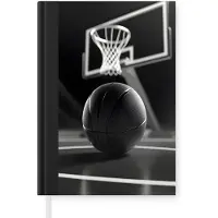 MuchoWow Notitieboek - Schrijfboek - Basketbal - Basketbalveld - Lichtlijnen - Notitieboekje klein - A5 formaat - Schrijfblok