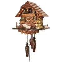 Engstler - 432_QM - Koekoeksklok - Kwarts - Notenhout - met muziek - 24 cm