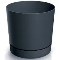 Prosperplast Bloempot met schotel, antraciet, plastic, 14,7 cm, Tubo