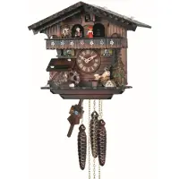 Engstler - 442_MT - Koekoeksklok - 1-daags kettinguurwerk - Notenhout - met muziek met dansend paar - 26 cm