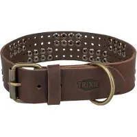 Trixie halsband hond rivet rustic vetleer donkerbruin L 47-54 cmx4 cm